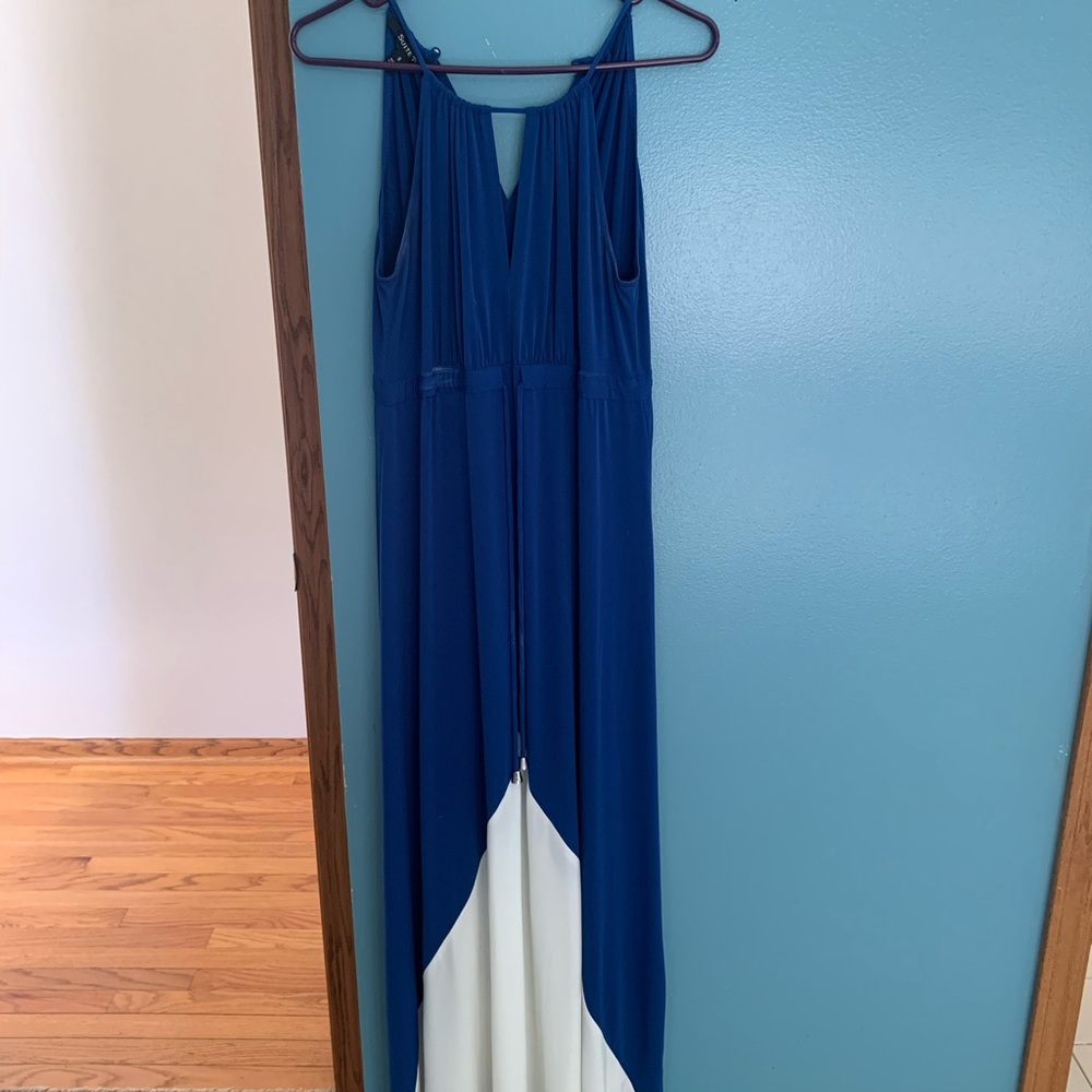 Blue and White Summer Maxi Dress